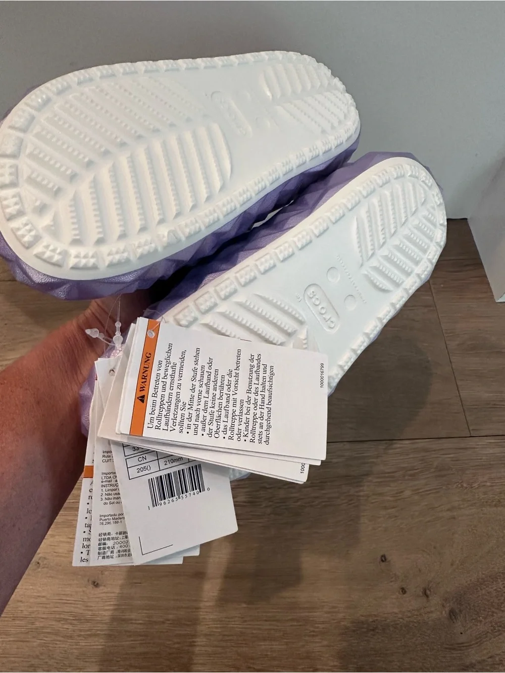 CROCS Lavender and White Slide Sandals